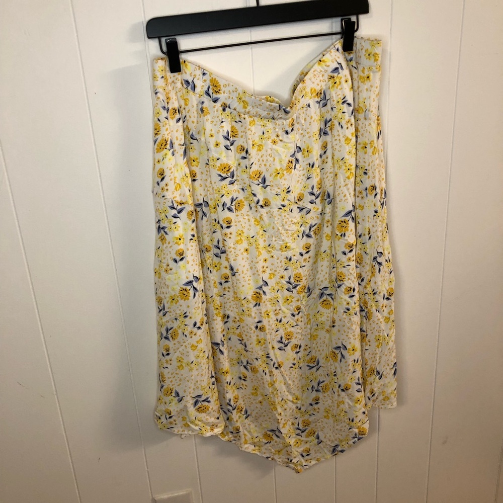 Eloquii Yellow & Blue Floral Asymmetrical Hankerchief Hem Skirt Size 16